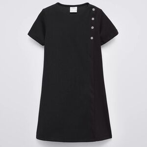 Zara Girls Black Bejeweled Dress Size 11-12 Crystal Button Detail